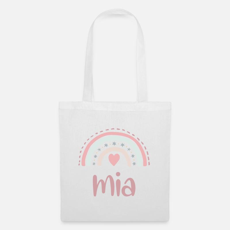 Mia Name Regenbogen - Stoffbeutel - Weiß
