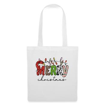 FROHE Weihnachten, Weihnachtsmannmütze - Stoffbeutel - Weiß - Vorne