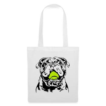 Bulldogge Ball Balljunkie Hunde Wilsigns - Stoffbeutel - Weiß - Vorne