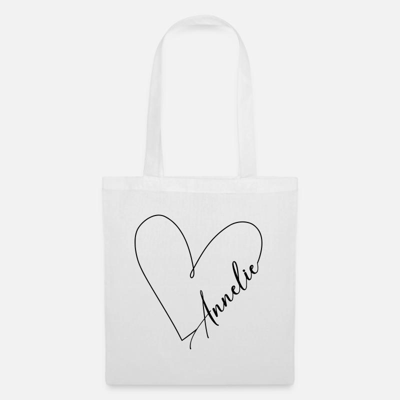 Annelie Name Herzlinie - Stoffbeutel - Weiß