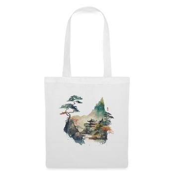 Paysage du temple - Sac en tissu - blanc - Devant