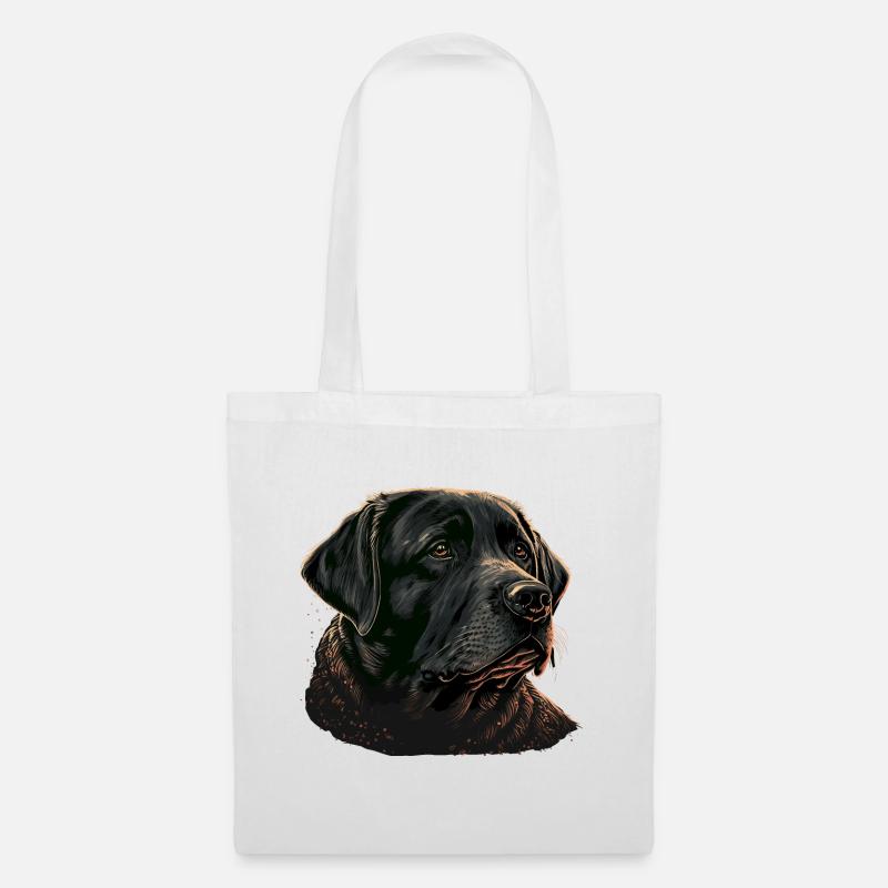 Chubby Gesicht Schwarz Labrador Retriever - Stoffbeutel - Weiß