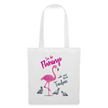 Sei der Flamingo unter einer Herde Tauben - Stoffbeutel - Weiß - Vorne