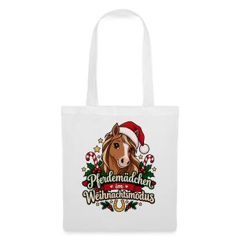 Pferdemädchen im Weihnachtsmodus - Stoffbeutel - Weiß - Vorne