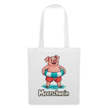 Meerschwein im Urlaub - Stoffbeutel - Weiß - Vorne