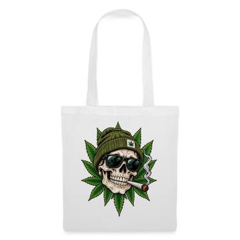 Totenkopf Cannabis Style - Stoffbeutel - Weiß - Vorne