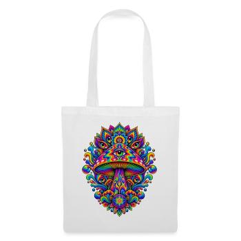 Psychedelischer Augenpilz Mandala - Stoffbeutel - Weiß - Vorne