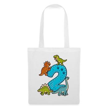 2 Jahre alt 2. Geburtstag Dino - Stoffbeutel - Weiß - Vorne
