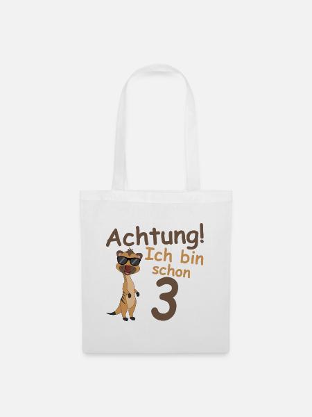 Geburtstagsshirt 3 jahr Erdmännchen baby Mädchen - Stoffbeutel - Weiß