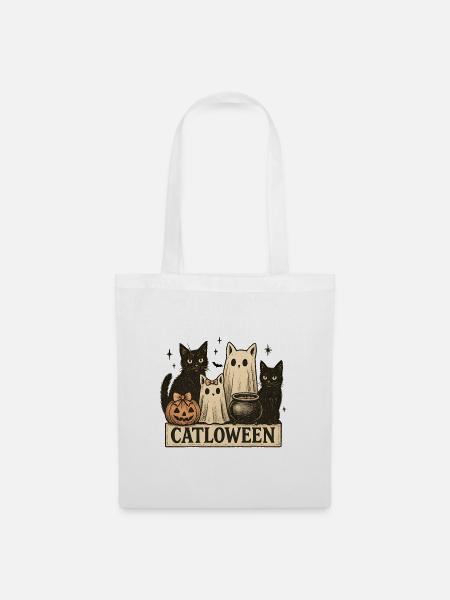 Catloween - Halloween Katzen Design - Stoffbeutel - Weiß