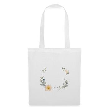 Couronne florale - Sac en tissu - blanc - Devant