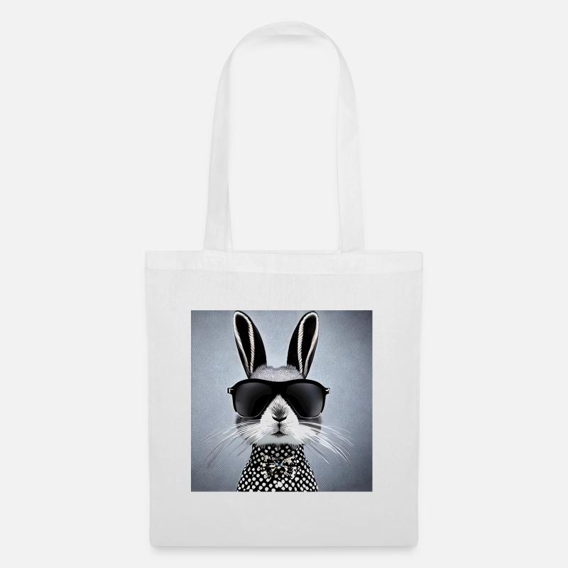 Cooler Hase mit Sonnenbrulle - Stoffbeutel - Weiß