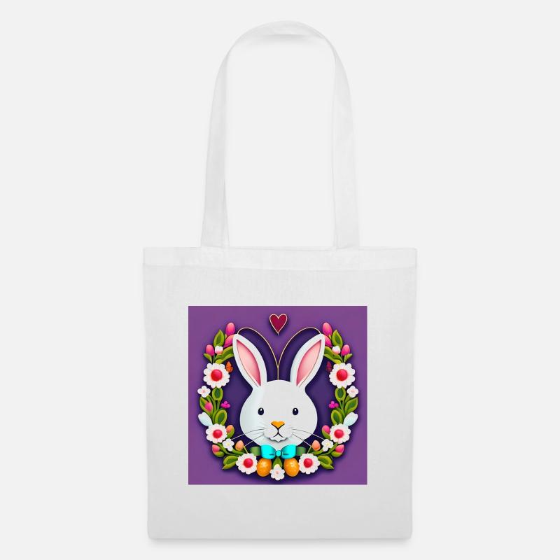 White Bunny Easter Bunny Flowers - Tote Bag - white