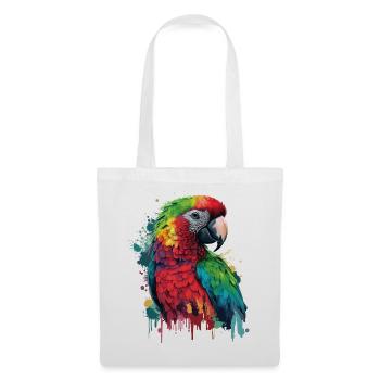 Perroquet coloré - Sac en tissu - blanc - Devant