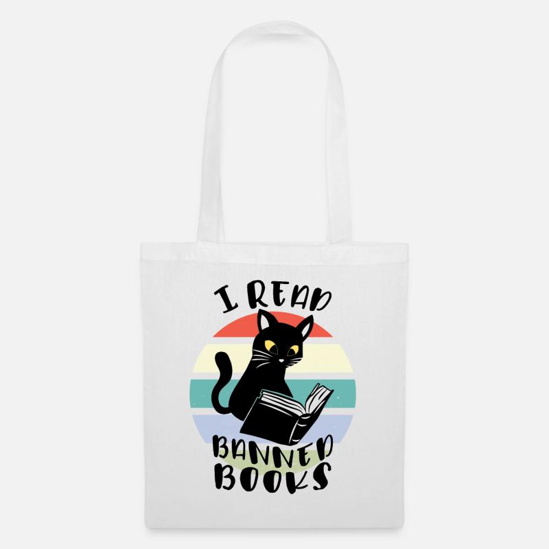 Ich lese verbotene Bücher Katze - Stoffbeutel - Weiß