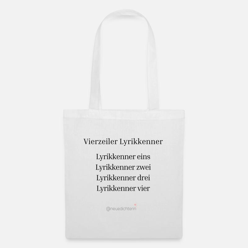 Vierzeiler Lyrikkenner - schwarze Schrift - Stoffbeutel - Weiß