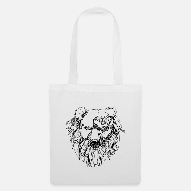 ours steampank - Sac en tissu - blanc