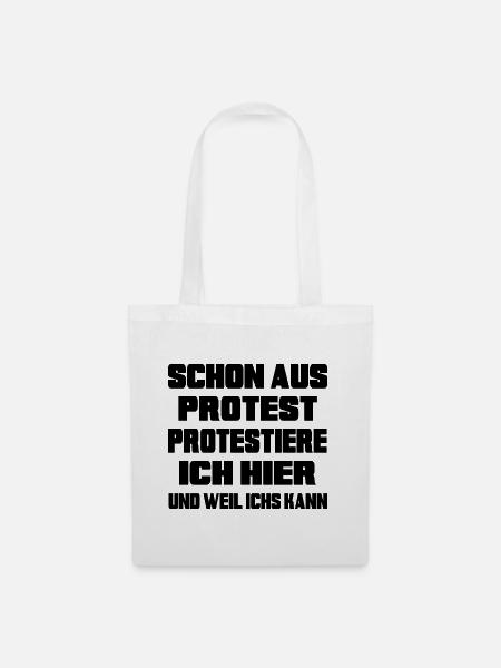 Mensch protestiert Protest-Statement "dagegen" - Stoffbeutel - Weiß