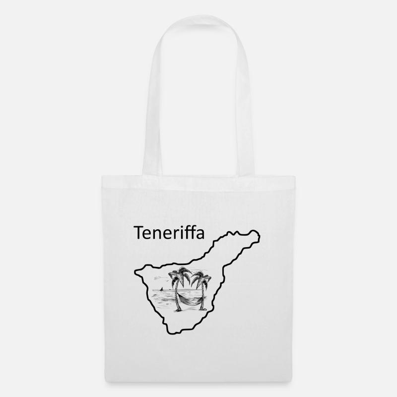 Karte von der Insel Teneriffa Spanien mit Palmen - Stoffbeutel - Weiß