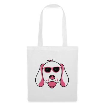 Un drôle de chien avec les lunettes roses rouges Chiens - Sac en tissu - blanc - Devant