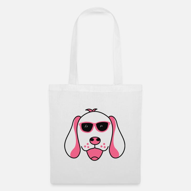 Ein lustiger Hund mit der rosa roten Brille Hunde - Stoffbeutel - Weiß