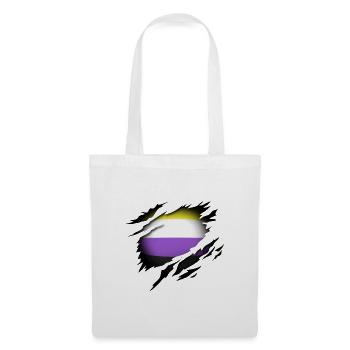 Non Binary Pride im Herzen - Stoffbeutel - Weiß - Vorne