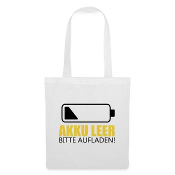 Akku leer , bitte Aufladen! - Stoffbeutel - Weiß - Vorne