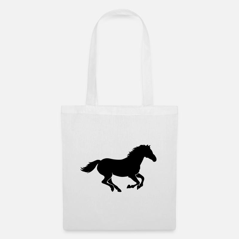 Pferd Silhouette Reiten Pferderennen - Stoffbeutel - Weiß