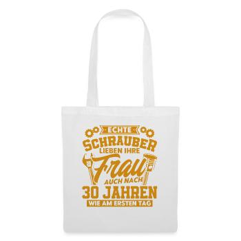 Perlenhochzeit Ehepaar 30. Hochzeitstag Geschenk - Stoffbeutel - Weiß - Vorne