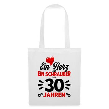 Perlenhochzeit Ehepaar 30. Hochzeitstag Geschenk - Stoffbeutel - Weiß - Vorne