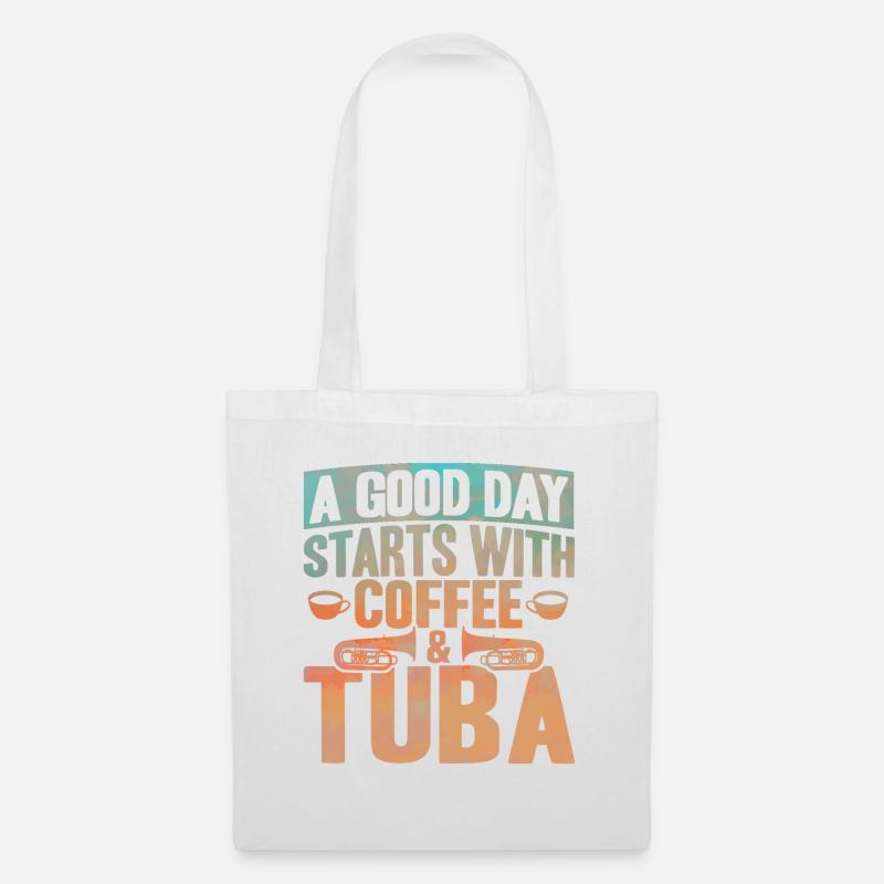 Tuba Kaffee und Tuba Geschenk - Stoffbeutel - Weiß