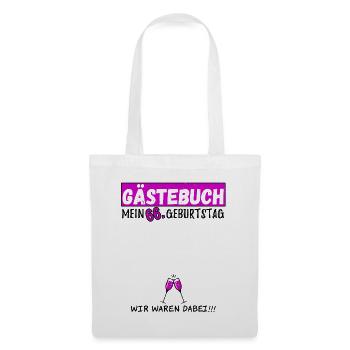 66. Geburtstag Gästebuch 66 Jahre - Stoffbeutel - Weiß - Vorne