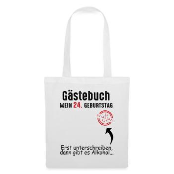 24. Geburtstag Gästebuch 24 Jahre - Stoffbeutel - Weiß - Vorne