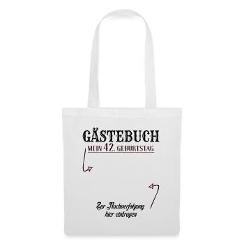 42 Jahre Gästebuch 42. Geburtstag Nachverfolgung - Stoffbeutel - Weiß - Vorne
