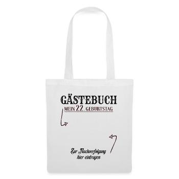 22 Jahre Gästebuch 22. Geburtstag Nachverfolgung - Stoffbeutel - Weiß - Vorne