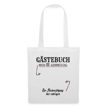 41 Jahre Gästebuch 41. Geburtstag Nachverfolgung - Stoffbeutel - Weiß - Vorne