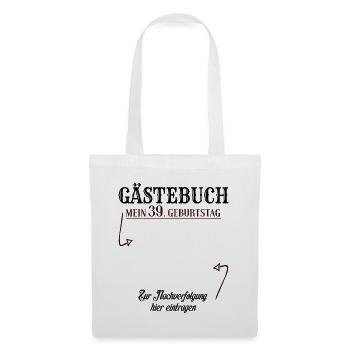 39 Jahre Gästebuch 39. Geburtstag Nachverfolgung - Stoffbeutel - Weiß - Vorne