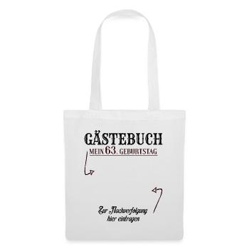 63 Jahre Gästebuch 63. Geburtstag Nachverfolgung - Stoffbeutel - Weiß - Vorne