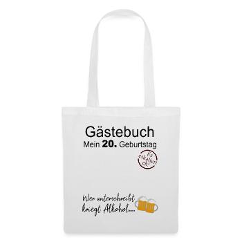20. Geburtstag Gästebuch Geschenk Zum Geburtstag - Stoffbeutel - Weiß - Vorne