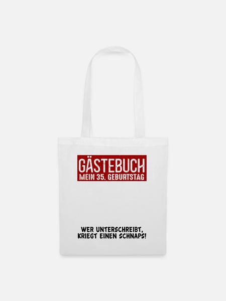35. Geburtstag Gästebuch Party 35 Jahre Gästeliste - Stoffbeutel - Weiß