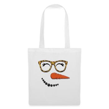 Niedlicher Schneemann Gesicht Winter Kopf Dezember Weihnachten - Stoffbeutel - Weiß - Vorne
