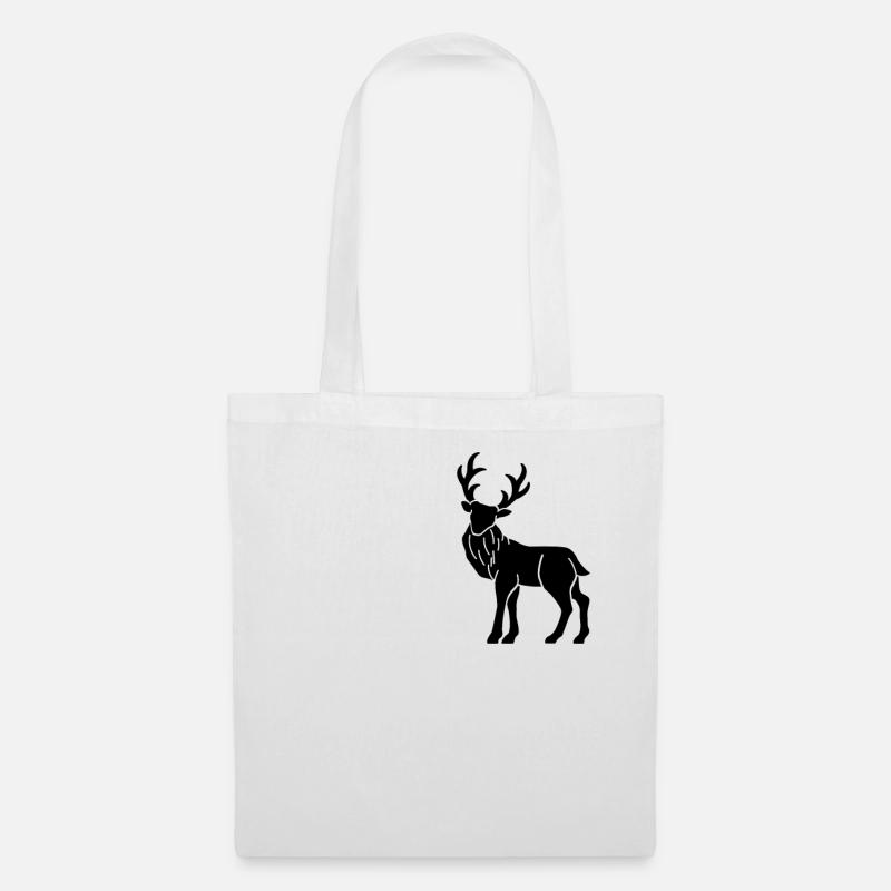 Elch Rentier Logo schwarz dezent Geschenk - Stoffbeutel - Weiß