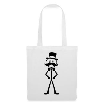Gentleman Zylinder Strichmännchen Schwarz Symbol - Stoffbeutel - Weiß - Vorne