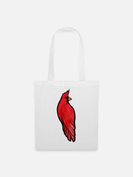 Crimson Cardinal auf Schwarz - Stoffbeutel - Weiß