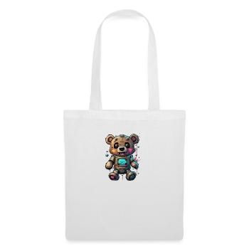 Ours robot - Sac en tissu - blanc - Devant