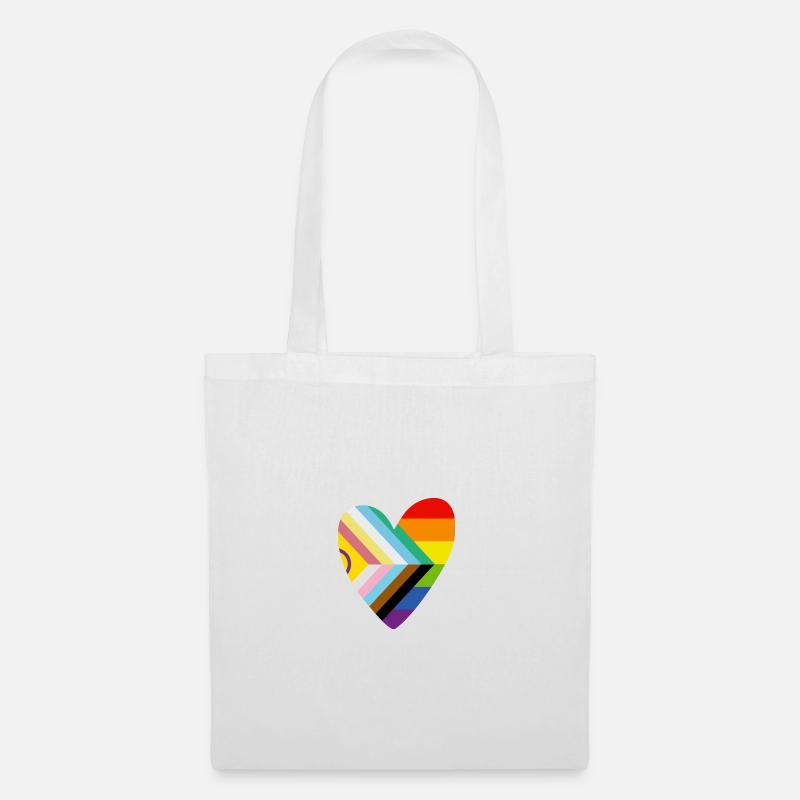 🌈 Herz – Progress Pride & Disability Flag - Stoffbeutel - Weiß