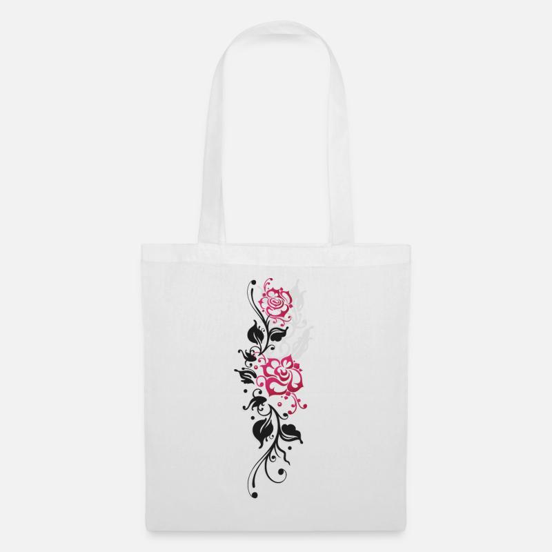 Rosen Blätter Pink - Stoffbeutel - Weiß