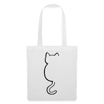 Katze Silouette - Stoffbeutel - Weiß - Vorne