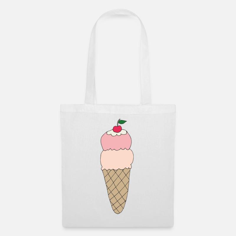 Eiscreme mit Kirsche Design - Stoffbeutel - Weiß