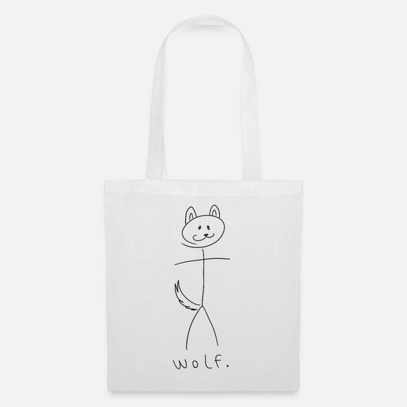 wolf. (schwarze Linien) (von Leni Riosa) - Stoffbeutel - Weiß